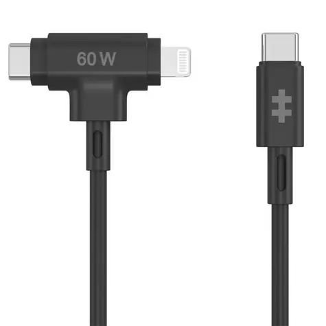 Hyper HyperJuice Nabíjecí hybridní kabel Silicone 60W USB-C (M) - Lightning 1.5m černá