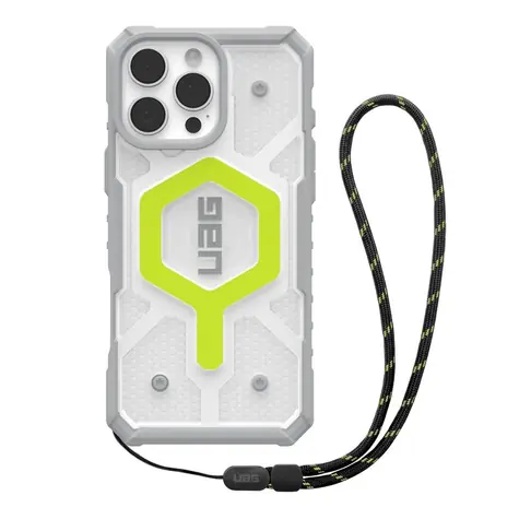 UAG Pathfinder Clear MagSafe ochranný kryt pro Apple iPhone 16 Pro Max active neon lanyard
