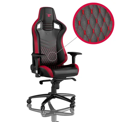 noblechairs EPIC mousesports Edition černo-červená / Herní židle / syntetická kůže / nastavitelná / pojezdová kolečka 