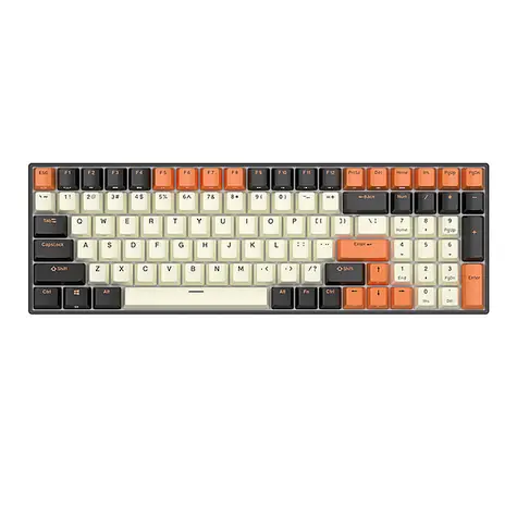 Royal Kludge RK100 hnědé spínače černo-oranžová / Bezdrátová klávesnice / mechanická / 2.4GHz & BT & USB / US Layout