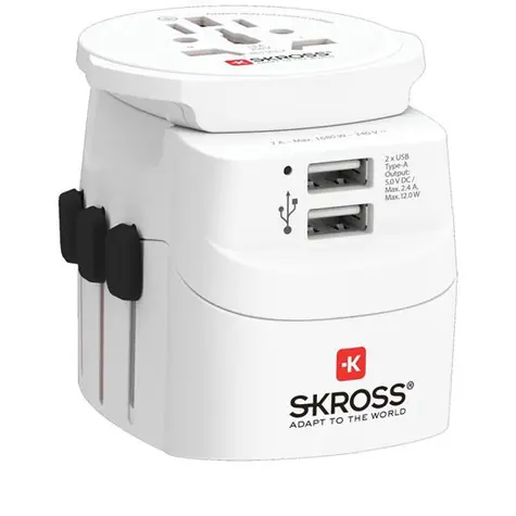 SKROSS cestovní adaptér PRO Light USB World - UK+USA+Austrálie+Čína / 2x USB-A
