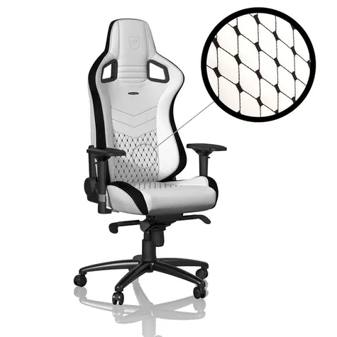 noblechairs EPIC Gaming Stuhl bílo-černá / Herní židle / syntetická kůže / nastavitelná / pojezdová kolečka / nosnost 12