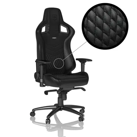 noblechairs EPIC Real Leather černá / Herní židle / kůže / nastavitelná / pojezdová kolečka / nosnost 120 kg 
