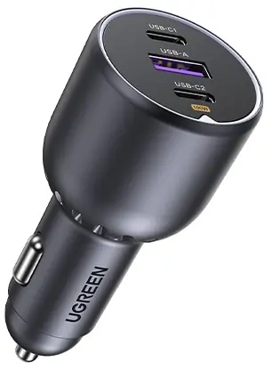 UGREEN 35025 130W 3-Port Fast Car Charger / Nabíječka do auta / 130 W / 2x USB-C / 1x USB-A 