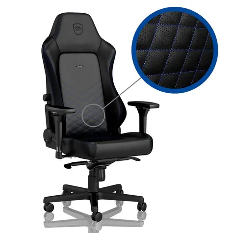 noblechairs HERO černo-modrá / Herní židle / syntetická kůže / nastavitelná / pojízdná kolečka / nosnost 150 kg 