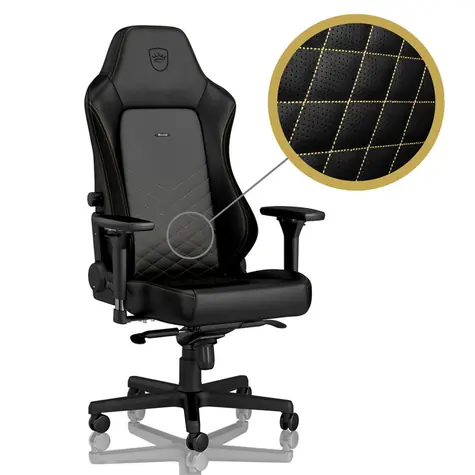 noblechairs HERO černo-zlatá / Herní židle / PU kůže / nastavitelná / pojízdná kolečka / nosnost 150 kg 