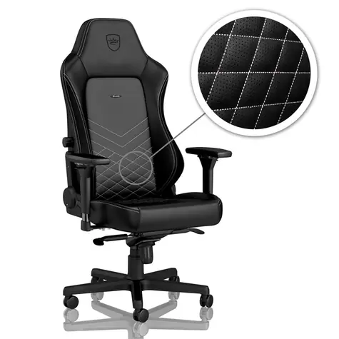 noblechairs HERO černo-bílá / Herní židle / syntetická kůže / nastavitelná / pojízdná kolečká / nosnost 150 kg 