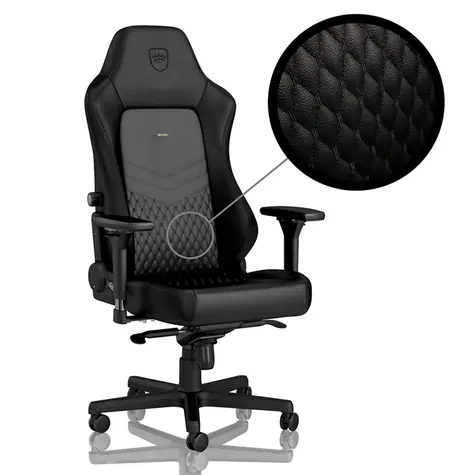 noblechairs HERO Real Leather černá / Herní židle / pravá kůže / nastavitelná / pojízdná kolečka / nosnost 150 kg 