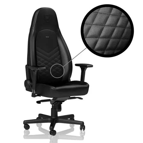noblechairs ICON černá / Herní židle / syntetická kůže / nastavitelná / pojízdná kolečka / nosnost 150 kg 