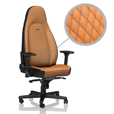 noblechairs ICON Real Leather hnědo-černá / Herní židle / pravá kůže / nastavitelná / pojízdná kolečka / nosnost 150 kg 