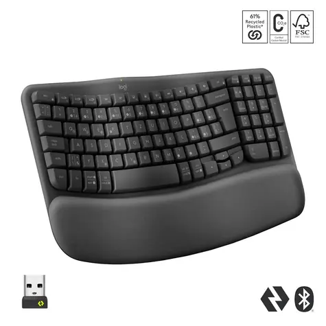 Logitech Wave Keys černá / Ergonomická klávesnice / Bluetooth