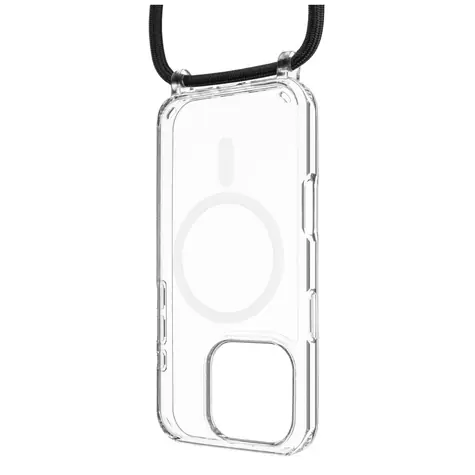FIXED MagPure Neck Pouzdro s černou šňůrkou na krk pro Apple iPhone 16 Pro / doprodej