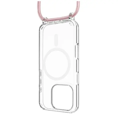 FIXED MagPure Neck Pouzdro s růžovou šňůrkou na krk pro Apple iPhone 16 Pro / doprodej