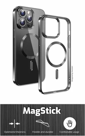 SWISSTEN CLEAR JELLY MagStick METALLIC pouzdro pro Apple iPhone 16 Pro Max černá