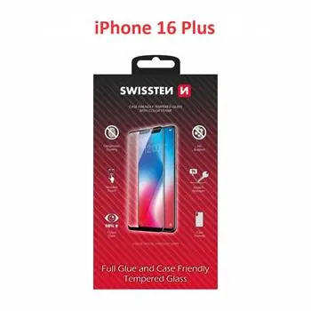 SWISSTEN FULL FLUE COLOR FRAME CASE FRIENDLY ochranné sklo pro Apple iPhone 16 Plus černá