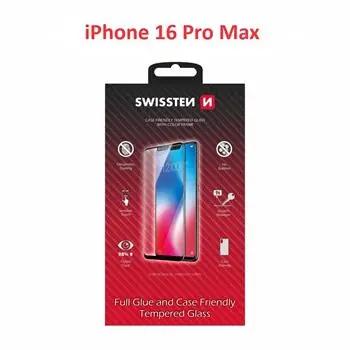 SWISSTEN FULL FLUE COLOR FRAME CASE FRIENDLY ochranné sklo pro Apple iPhone 16 Pro Max černá