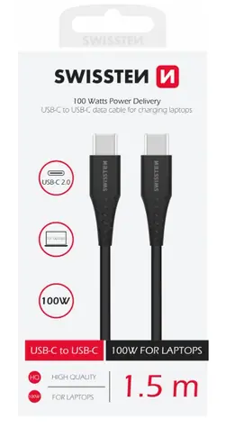 SWISSTEN  Datový kabel TPE USB-C - USB-C 1.5m černá / Power Delivery 5A (100W)