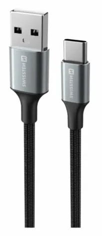 SWISSTEN TEXTILE II datový kabel USB - USB-C 1.5m černá