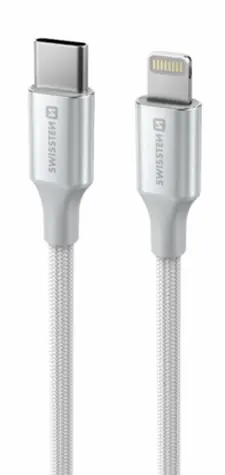 SWISSTEN TEXTILE II datový kabel USB-C - Lightning 1.5m bílá