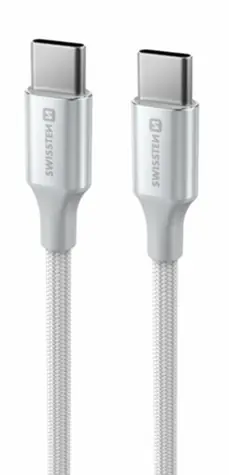 SWISSTEN TEXTILE II datový kabel USB-C - USB-C 1.5m bílá