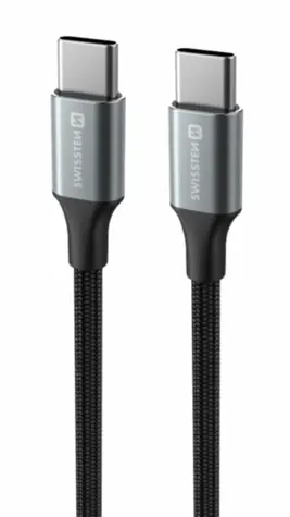 SWISSTEN TEXTILE II datový kabel USB-C - USB-C 1.5m černá
