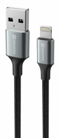 SWISSTEN TEXTILE II datový kabel USB - Lightning 1.5m černá