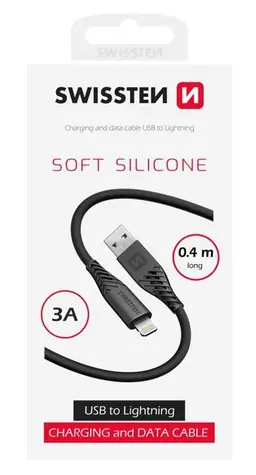 SWISSTEN SOFT SILICONE datový kabel USB - Lightning 0.4m černá