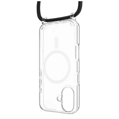 FIXED Pouzdro MagPure Neck s černou šňůrkou na krk pro Apple iPhone 16 Plus