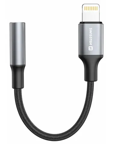 SWISSTEN TEXTILE Audio adaptér Lightning - 3.5mm Jack 0.15m černá