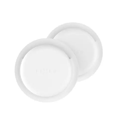 FIXED Silikonové nalepovací pouzdro Silky Sticker pro Apple AirTag double pack bílé