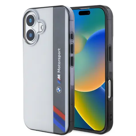 BMW IML Motorsport Vertical Stripe Zadní Kryt pro Apple iPhone 16 Plus šedá