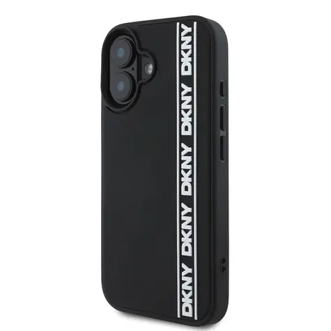 DKNY 3D Rubber Repeat Logo Line Zadní Kryt pro Apple iPhone 16 černá