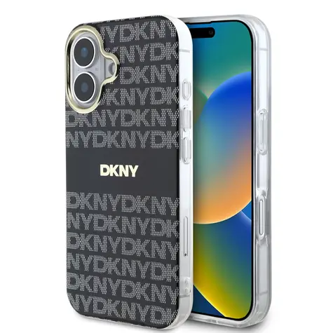 DKNY PC/TPU Repeat Pattern Tonal Stripe Magsafe Zadní Kryt pro Apple iPhone 16 černá