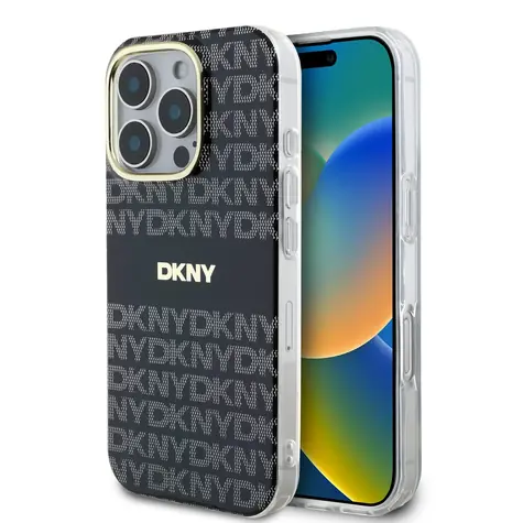 DKNY PC/TPU Repeat Pattern Tonal Stripe Magsafe Zadní Kryt pro Apple iPhone 16 Pro Max černá