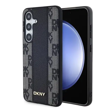 DKNY PU Leather Checkered Pattern Magsafe Zadní Kryt pro Samsung Galaxy S24+ černá