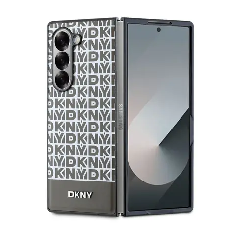 DKNY PU Leather Repeat Pattern Bottom Stripe MagSafe Zadní Kryt pro Samsung Galaxy Z Fold 6 hnědá