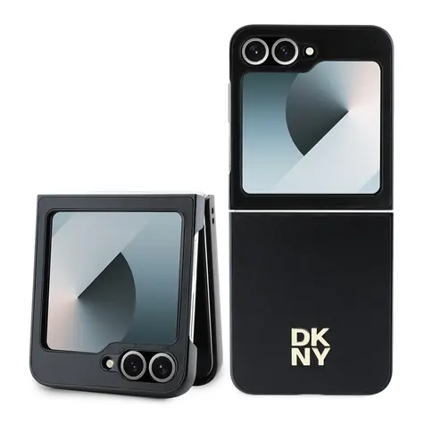 DKNY PU Leather Stack Logo Zadní Kryt pro Samsung Galaxy Z Flip 6 černá