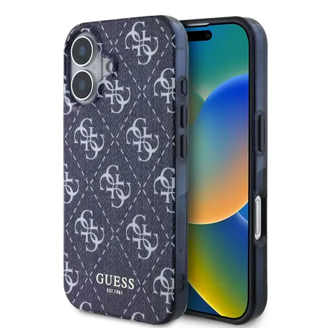 Guess IML Denim Effect MagSafe Zadní Kryt pro Apple iPhone 16 tmavě modrá