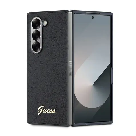 Guess PC/TPU Glitter Flakes Metal Logo Zadní Kryt pro Samsung Galaxy Z Fold 6 černá