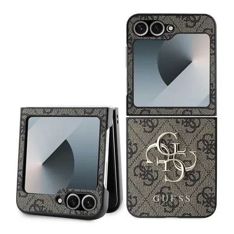Guess PU 4G Metal Logo Zadní Kryt pro Samsung Galaxy Z Flip 6 hnědá