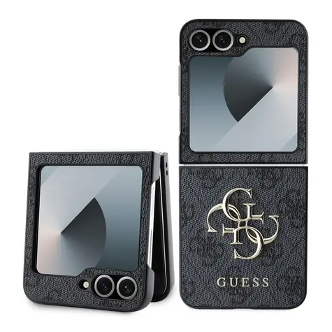 Guess PU 4G Metal Logo Zadní Kryt pro Samsung Galaxy Z Flip 6 šedá