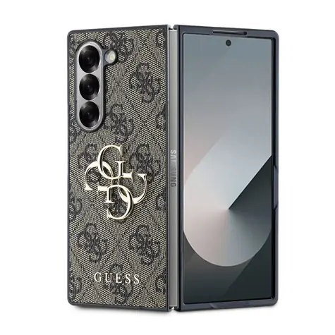 Guess PU 4G Metal Logo Zadní Kryt pro Samsung Galaxy Z Fold 6 hnědá