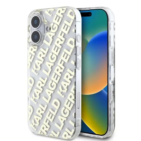 Karl Lagerfeld IML Electroplated Repeated Logo Zadní Kryt pro Apple iPhone 16 zlatá