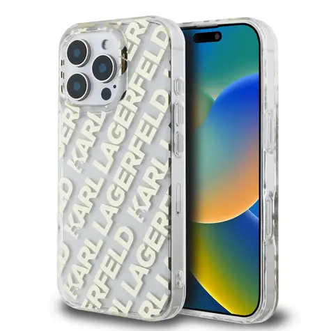 Karl Lagerfeld IML Electroplated Repeated Logo Zadní Kryt pro Apple iPhone 16 Pro Max zlatá