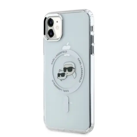 Karl Lagerfeld IML K&CH Heads Metal Frame MagSafe Zadní Kryt pro Apple iPhone 11 čirá