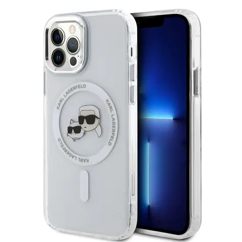 Karl Lagerfeld IML K&CH Heads Metal Frame MagSafe Zadní Kryt pro Apple iPhone 12/12 Pro čirá
