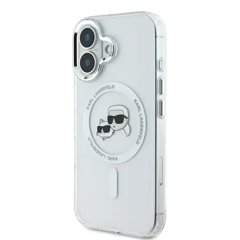 Karl Lagerfeld IML K&CH Heads Metal Frame MagSafe Zadní Kryt pro Apple iPhone 16 Plus čirá