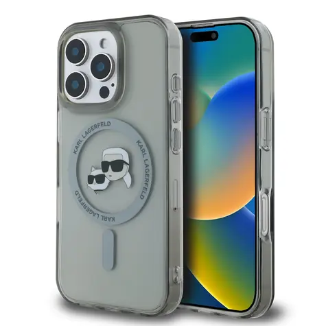 Karl Lagerfeld IML K&CH Heads Metal Frame MagSafe Zadní Kryt pro Apple iPhone 16 Pro Max černá