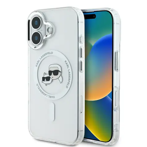 Karl Lagerfeld IML K&CH Heads Metal Frame MagSafe Zadní Kryt pro Apple iPhone 16 čirá