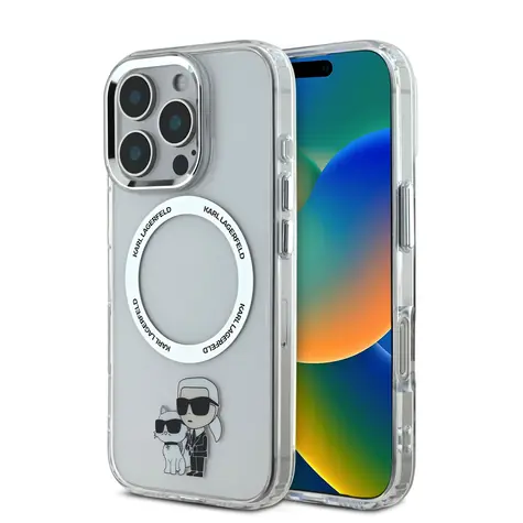 Karl Lagerfeld IML Karl and Choupette MagSafe Zadní Kryt pro Apple iPhone 16 Pro čirá